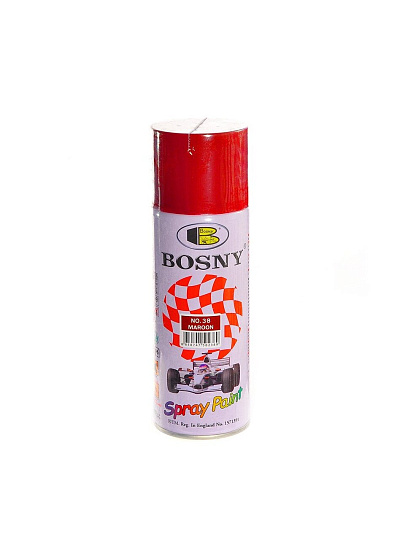 Краска аэрозольная, Bosny, №38, акрилово-эпоксидная, универсальная, глянцевая, бордовая, 0.4 кг