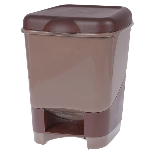 Контейнер для мусора пластик, 20 л, квадратный, педаль, в ассортименте, Полимербыт, С428