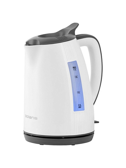 Чайник электрический Polaris, PWK 1708C Water Way Pro, белый, 1.7 л, 2200 Вт, скрытый нагревательный элемент, пластик