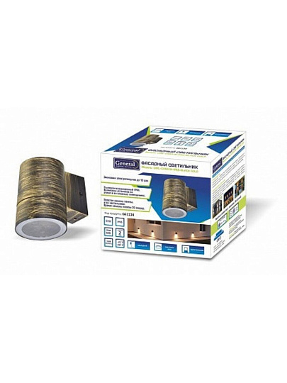 Светильник фасадный General Lighting Systems, GWL-GX53-M-IP65, накладной, 25 Вт, металл, 9х11.6 см, 1 лампа, IP65, черное золото