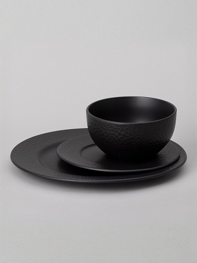 Сервиз столовый керамика, 12 предметов, на 4 персоны, Lefard, Saturn, 191-285, черный