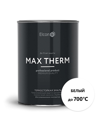 Эмаль Elcon, декоративная, термостойкая, быстросохнущая, глянцевая, белая, 0.8 кг, 700°С