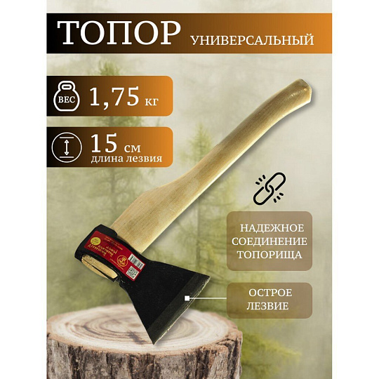 Топор Ижсталь-Тнп, Б4, в сборе, рукоятка дерево, 1.75 кг, 150 мм