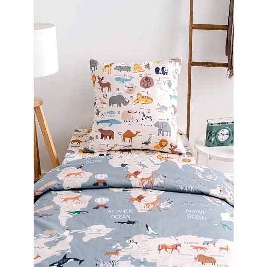 Постельное белье детское 1.5-спальное, простыня 150х214 см, 1 наволочка 70х70 см, пододеяльник 145х215 см, Твой стиль, поплин, Тинейджер 10223/1