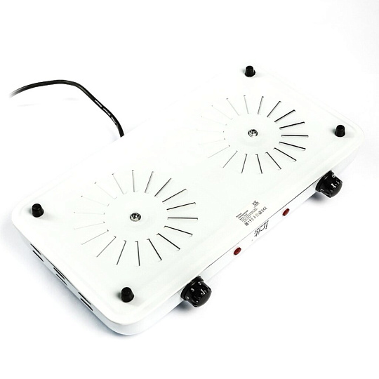 Плита электрическая Irit, IR-8120, 2000 Вт, 2 конфорки, спираль, эмаль, механическая, переключатель поворотный, белая