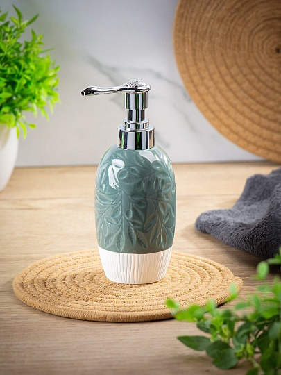 Дозатор для жидкого мыла, керамика, 7.2x11.8/17.8 см, 350 мл, серый, BCE0745AA-LD