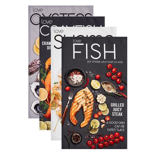 Набор полотенец «Этель» Fish dish 4 шт, 100% хлопок, 6853372