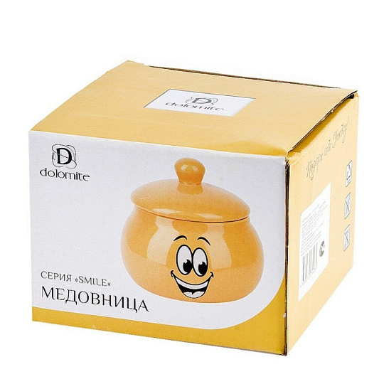 Банка для меда, керамика, 0.5 л, 13х12 см, с крышкой, подарочная упаковка, Smile, L2520867