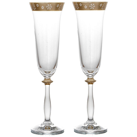 Набор бокалов для шампанского из 2 шт "новогодний" 190 мл высота=25 см, 674-259