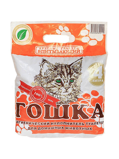 Наполнитель для лотка впитывающий, 4 л, крупный гранулы, Гошка