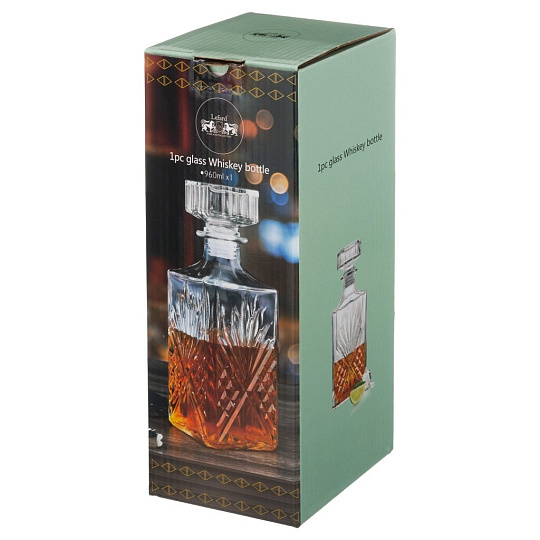 Декантер для виски стекло, 0.96 л, 9.5х9.5х23.3 см, с крышкой, Lefard, Glass Legend, 172-132