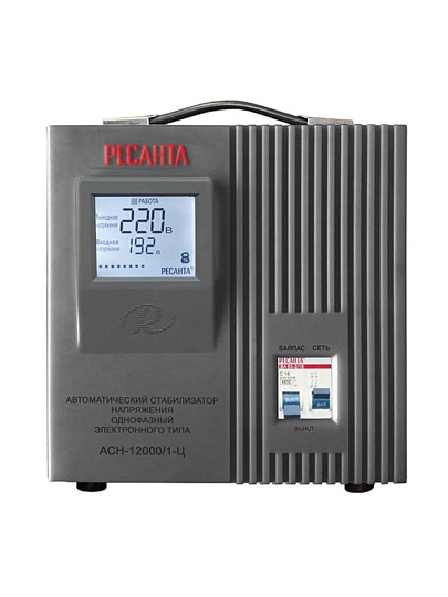 Стабилизатор напряжения Ресанта, АСН-12 000/1-Ц, 12 кВт, 140-260 В, 63/6/10