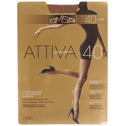 Колготки Omsa, Attiva, 40 DEN, р. 3, caramello/светло-бежевые, шортики, с укрепленным мыском