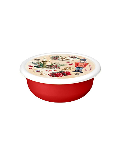Миска пластик, 1.2 л, с крышкой, с декором, Modena, Игрушки, Homver, 223138206/03, красная