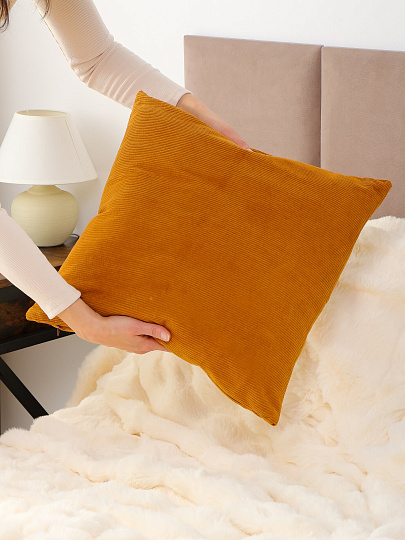 Наволочка декоративная Велюр, 100% полиэстер, 45 х 45 см, горчица, A130033