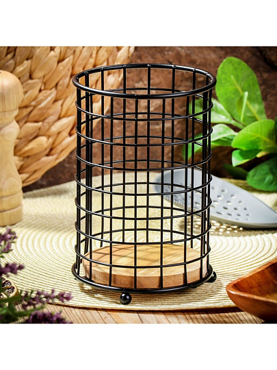 Подставка для столовых приборов, металл, круглая, 11 см, Y4-8006