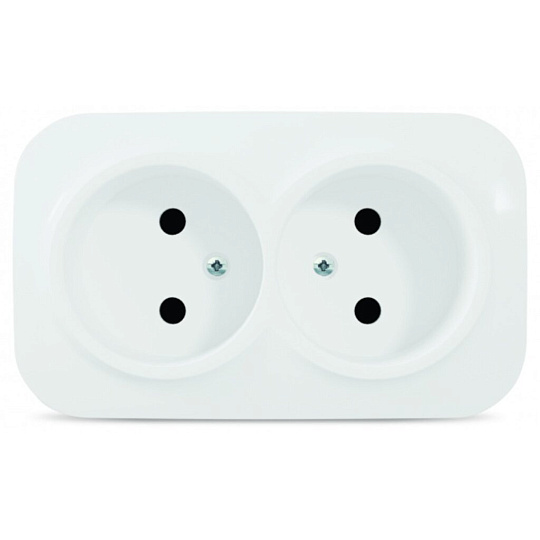 Розетка открытой установки, 2 гнезда, без заземления, белая, Quel, Flos, 4202-0154-00102