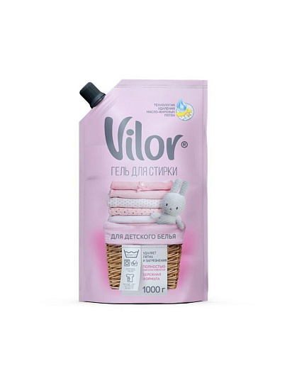Гель для стирки Vilor, 1 л, для детского белья, Детский