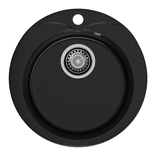 Мойка кухонная врезная, GranFest, Rondo, искусственный мрамор, 475 мм, + сифон, черная, GF-R-480