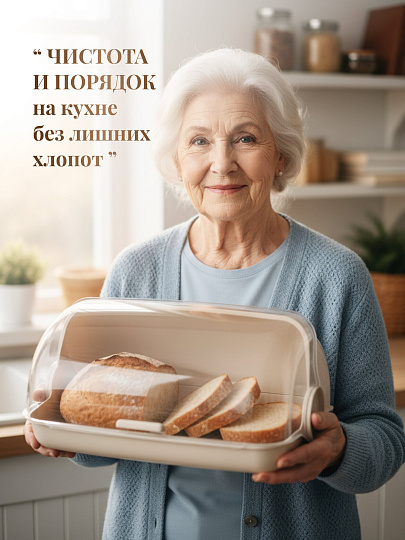 Хлебница пластик, 32.5х22х17 см, светло-бежевая, Verona, 221109925/01