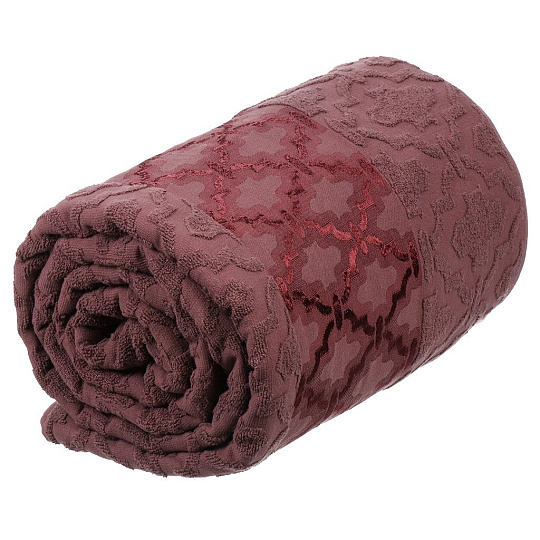 Плед евро, 220х240 см, подарочная коробка, жаккард, 100% хлопок, Karteks, Venesia 15, фиолетовый