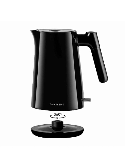 Чайник электрический Galaxy Line, GL 0336, черный, 1 л, 2200 Вт, скрытый нагревательный элемент, пластик
