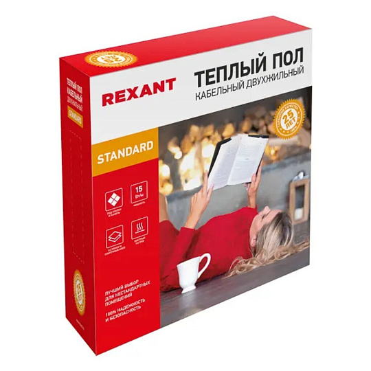 Теплый пол 5.6-7.5 м2, 900 Вт, двухжильный, 60 м, Standard RND-60-900, Rexant