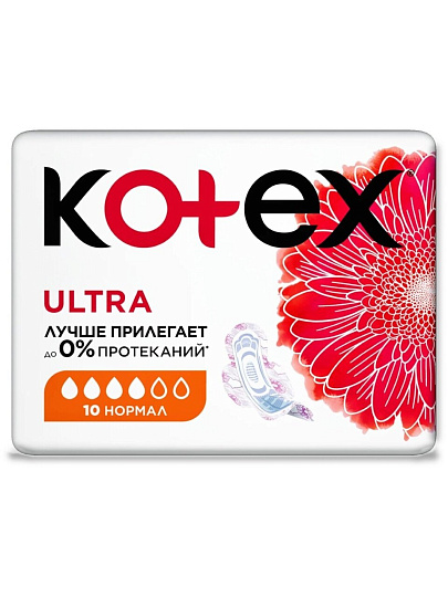 Прокладки женские Kotex, Ultra Dry&Soft Normal, дневные, 10 шт, 4423