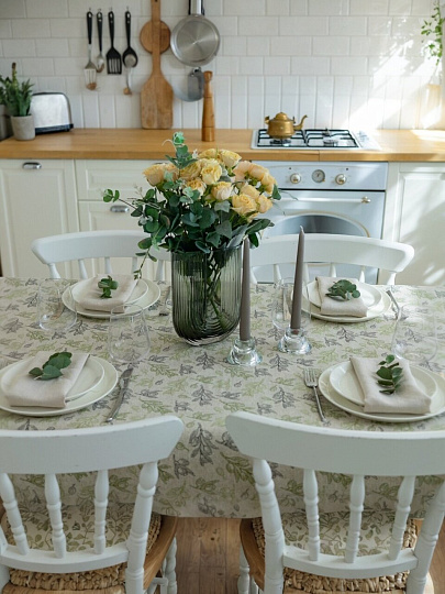 Клеенка 1.4х20 м, лён, с акриловым покрытием, Olive, 3271