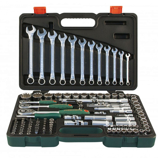 Набор инструментов Jonnesway, Super Tech, 048862/S 68H 5234111S, 1/2", 1/4", 3/8", 6-гранные, сталь, кейс, 111 предметов