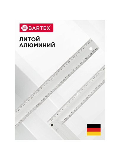 Угольник 500 мм, алюминий, с уровнем, Bartex