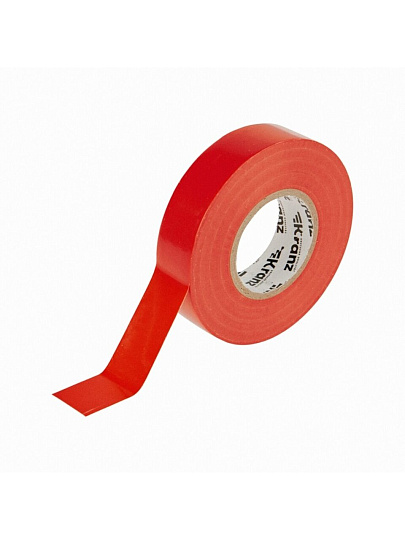Изолента ПВХ, 19 мм, 180 мкм, красная, 20 м, профессиональная, Kranz, KR-09-2804