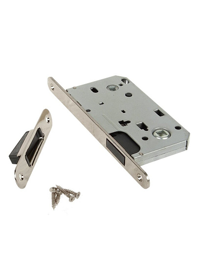 Защелка врезная, Apecs, 5300-M-WC-NIS, магнит, с фиксатором, без ручек, матовый никель