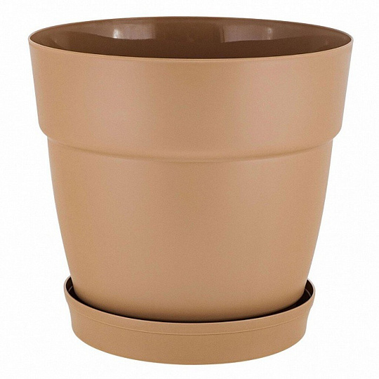 Горшок для цветов пластик, 4 л, 20 см, универсальный, молочный шоколад, InGreen, Villa de Fiori, IG660210047
