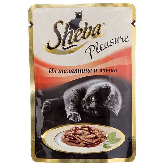Корм для животных Sheba, 85 г, для кошек, кусочки в соусе, телятина и язык, 6981, 51235