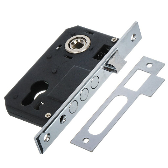 Замок врезной S-Locked, 162-40 мод. 247 SN/CP, 120623, ручка в комплекте, цилиндровый, универсальный, сатин/хром