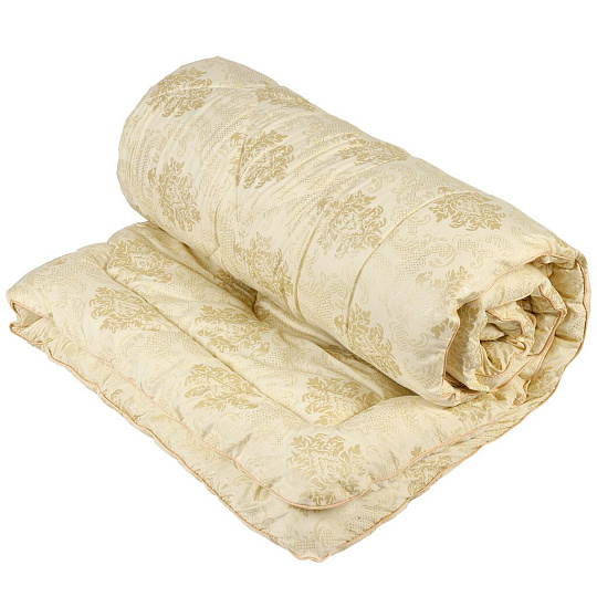 Одеяло 2-спальное, 172х205 см, Комфорт, Верблюжья шерсть, 400 г/м2, зимнее, чехол полиэстер, кант, Selena