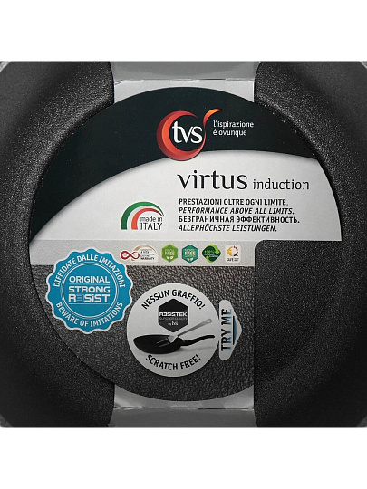 Кастрюля алюминий, антипригарное покрытие, 4.5 л, TVS, Virtus, CS480242910001, черная, индукция
