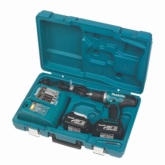 Дрель-шуруповерт аккумуляторный, Makita, DDF453RFE, 18 В, кейс