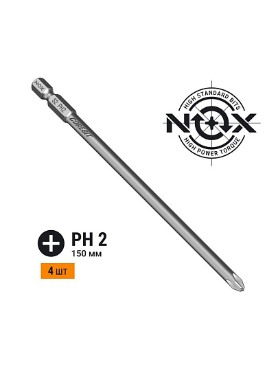 Набор бит Nox, Corebit, PH2, 150 мм, 4 шт