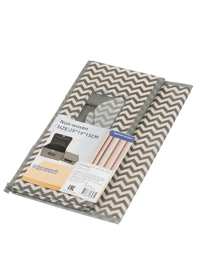 Кофр для хранения, с крышкой, складной, 29х19х15 см, серая волна, с окном, A190058