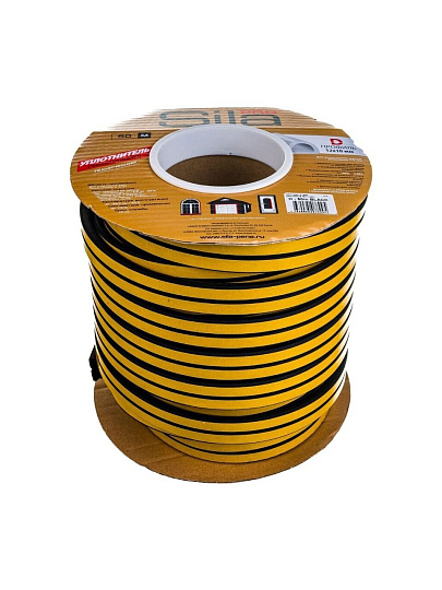 Уплотнитель D, 12х10 мм, 50 м, черный, Sila Pro, SD-54