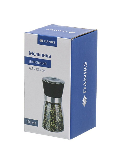 Мельница для специй стекло, пластик, 170 мл, белая, Daniks, YM6713DD