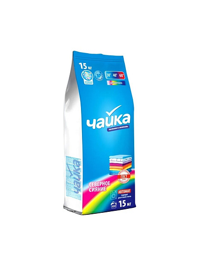 Стиральный порошок Чайка, 15 кг, ручной + автомат, для цветного белья, Северное сияние