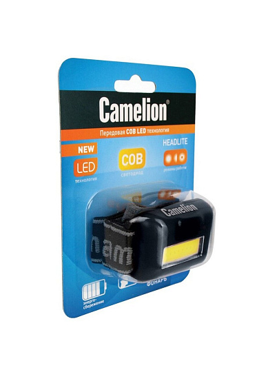 Фонарь налобный, Camelion, 5 355, пластик, 13748