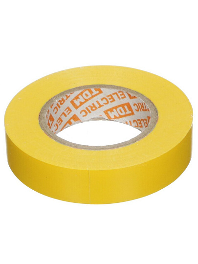 Изолента ПВХ, 15 мм, 130 мкм, желтая, 20 м, TDM Electric, SQ0526-0012