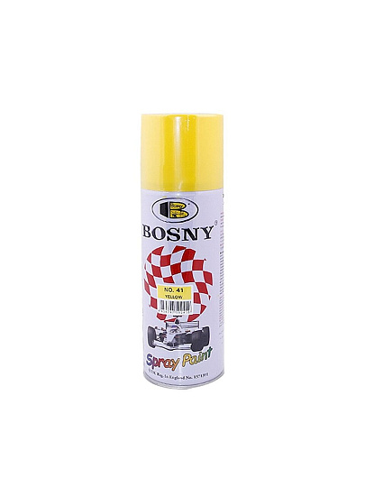 Краска аэрозольная, Bosny, №41, акрилово-эпоксидная, универсальная, глянцевая, желтая, 0.4 кг
