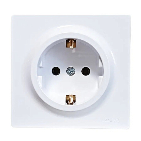 Розетка откр устан, 1 гн, с/з, пластик, IP20, бел, ПБТ, Lezard, LETO, 752-0200-122B