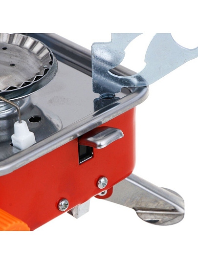 Плита газовая портативная, 1 конфорка, 12х12х10 см, для цанговых баллонов, пьезо, Рокот, 116-066