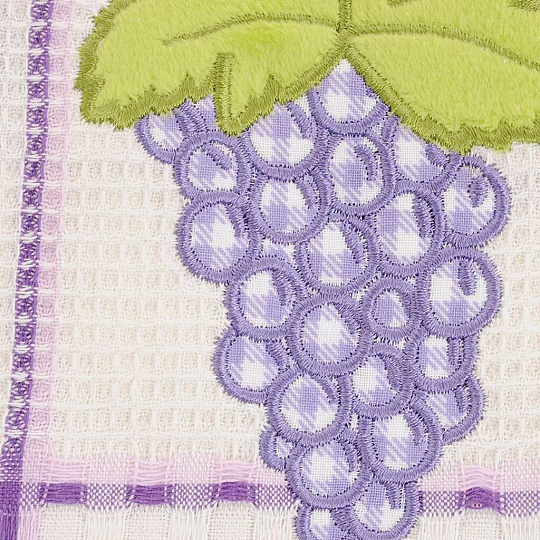 Набор полотенец кухонных 2 шт, 45х70 см, вафельный, Bonita, Фрукты Виноград, белый, сиреневый, Россия